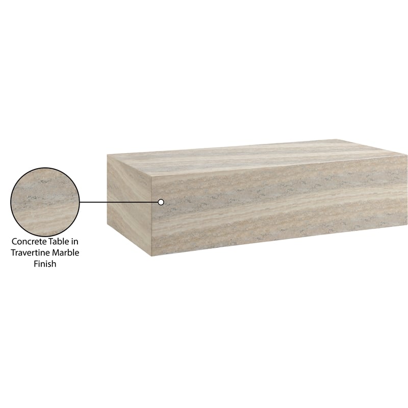 Meridian Furniture Piazza Travertine Finish Concrete Indoor/Outdoor Coffee Table