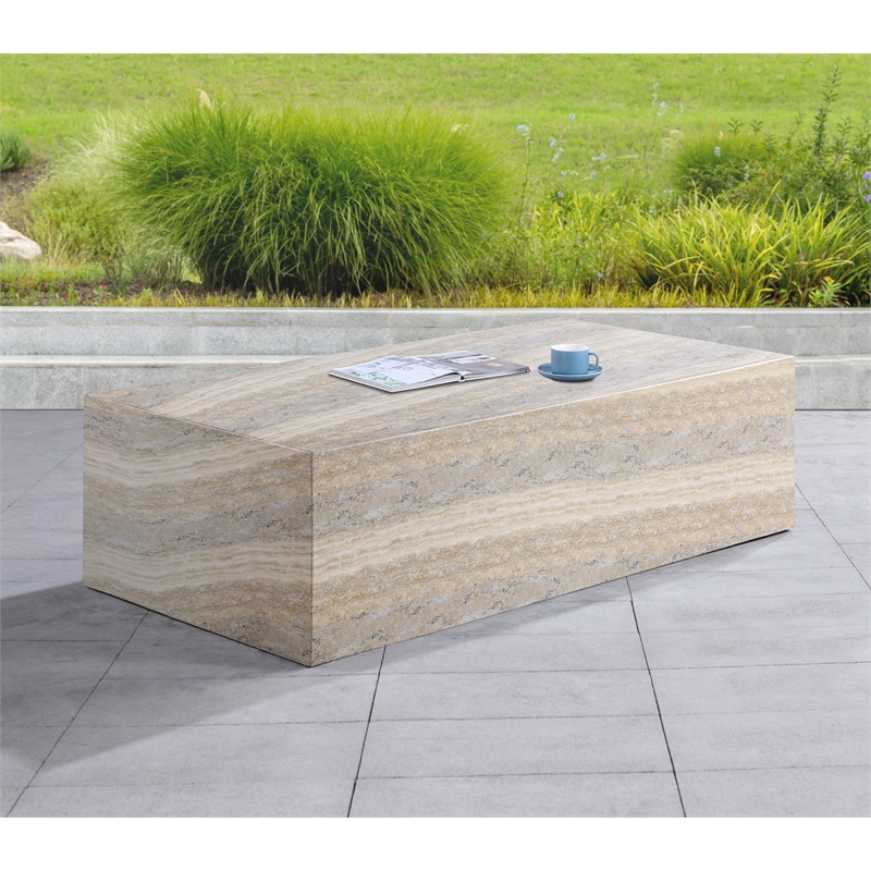 Meridian Furniture Piazza Travertine Finish Concrete Indoor/Outdoor Coffee Table