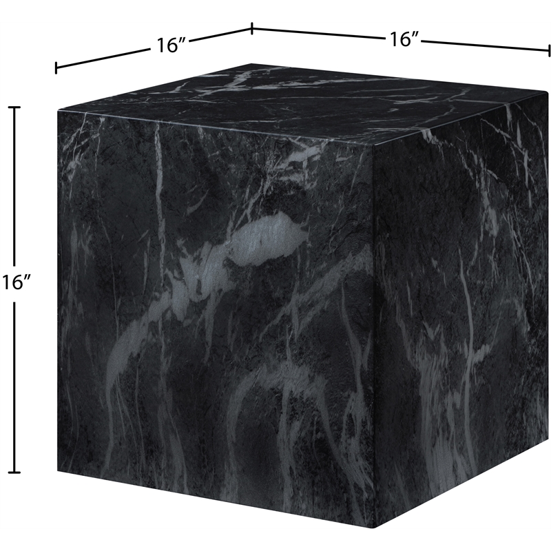 Meridian Furniture Piazza Black Marble Finish Concrete Indoor/Outdoor End Table