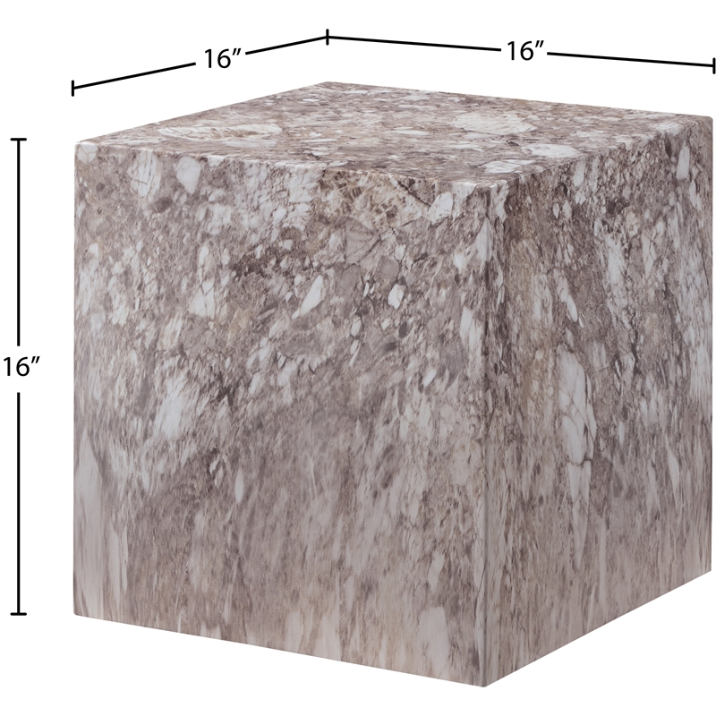 Meridian Furniture Piazza Brown Marble Finish Concrete Indoor/Outdoor End Table