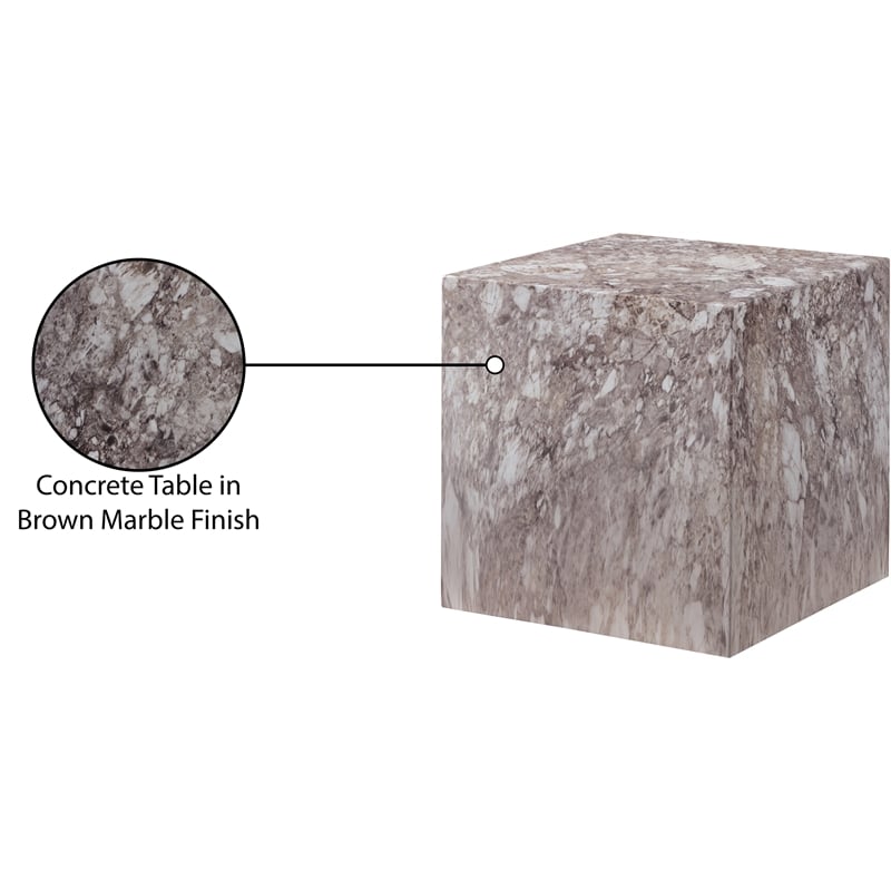 Meridian Furniture Piazza Brown Marble Finish Concrete Indoor/Outdoor End Table
