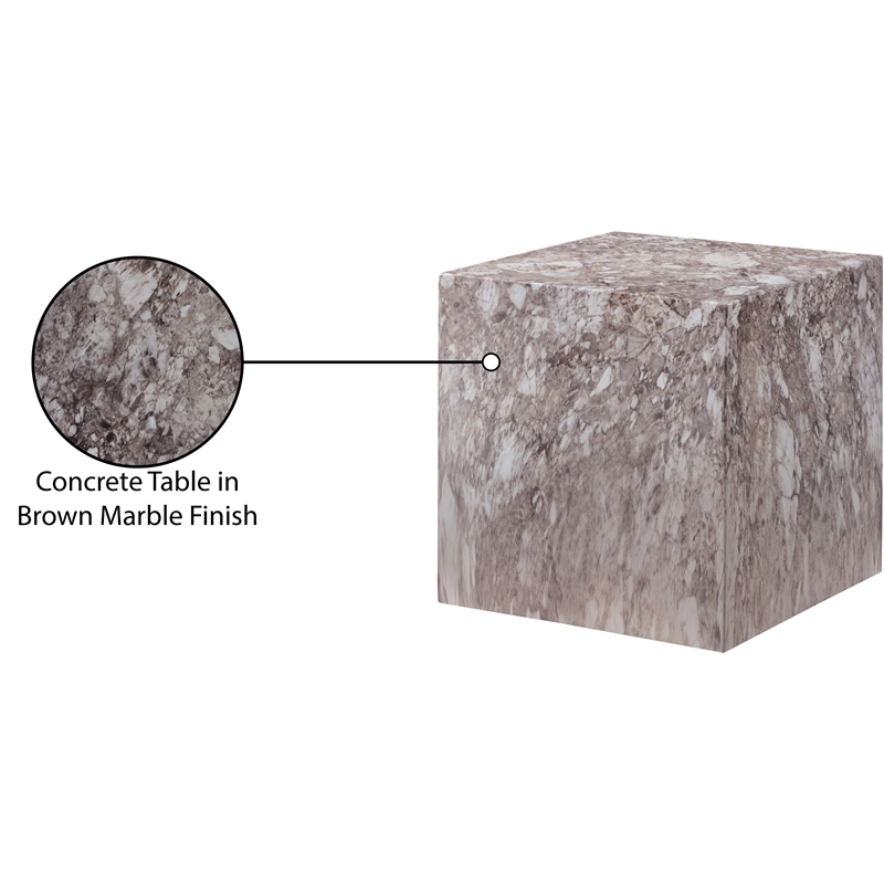 Meridian Furniture Piazza Brown Marble Finish Concrete Indoor/Outdoor End Table