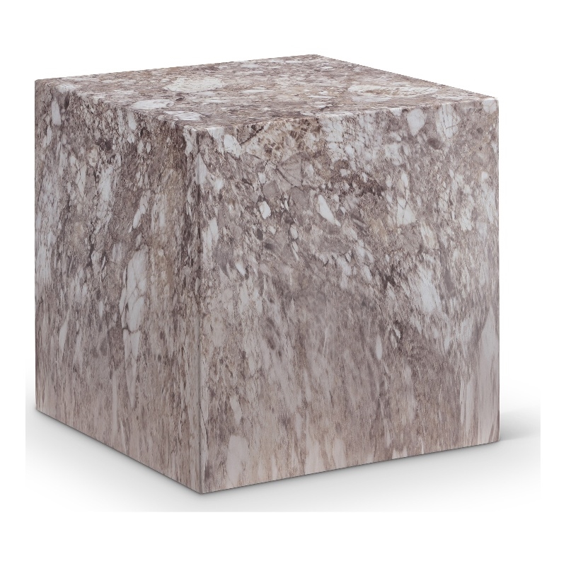 Meridian Furniture Piazza Brown Marble Finish Concrete Indoor/Outdoor End Table