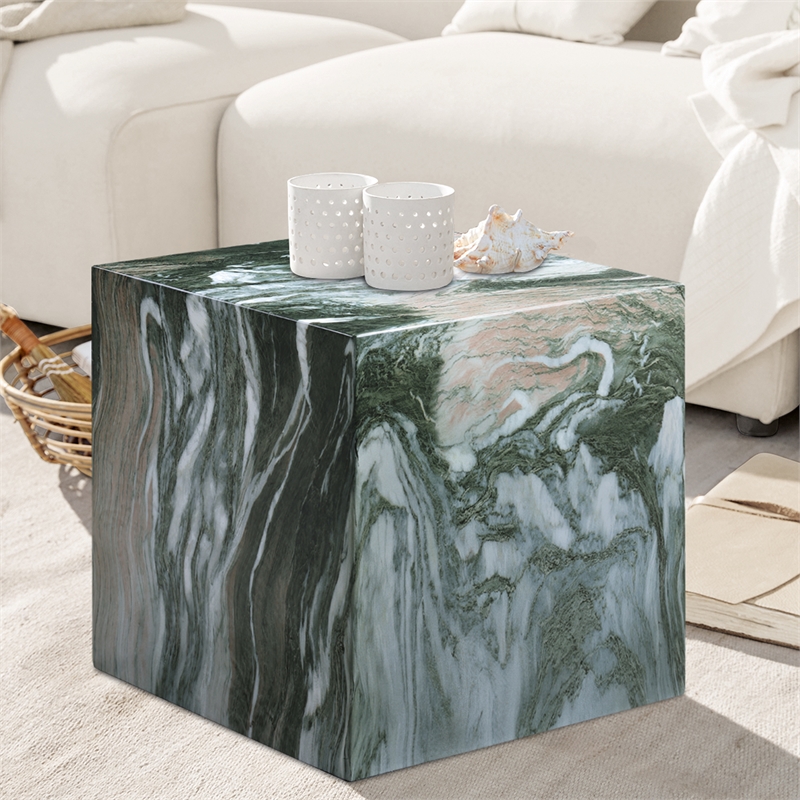 Meridian Furniture Piazza Green Marble Finish Concrete Indoor/Outdoor End Table