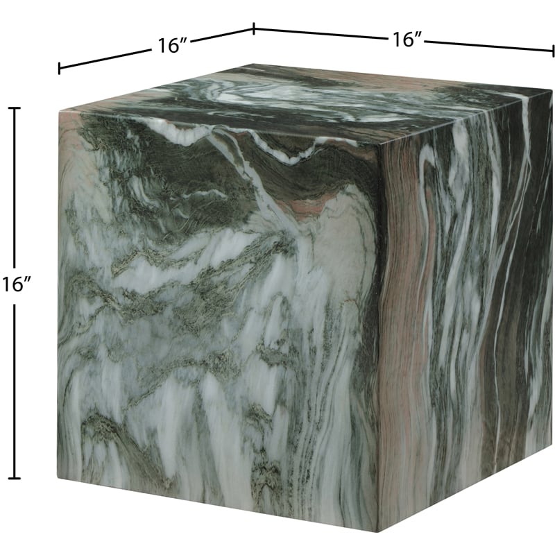 Meridian Furniture Piazza Green Marble Finish Concrete Indoor/Outdoor End Table