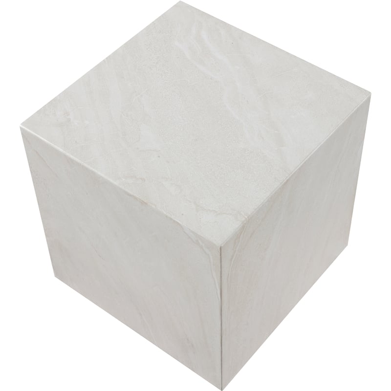 Meridian Furniture Off White Marble Finish Concrete Indoor/Outdoor End Table