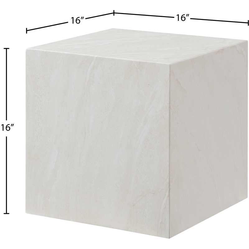 Meridian Furniture Off White Marble Finish Concrete Indoor/Outdoor End Table