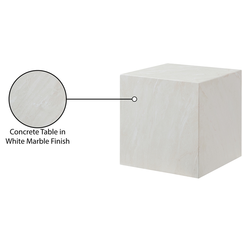 Meridian Furniture Off White Marble Finish Concrete Indoor/Outdoor End Table