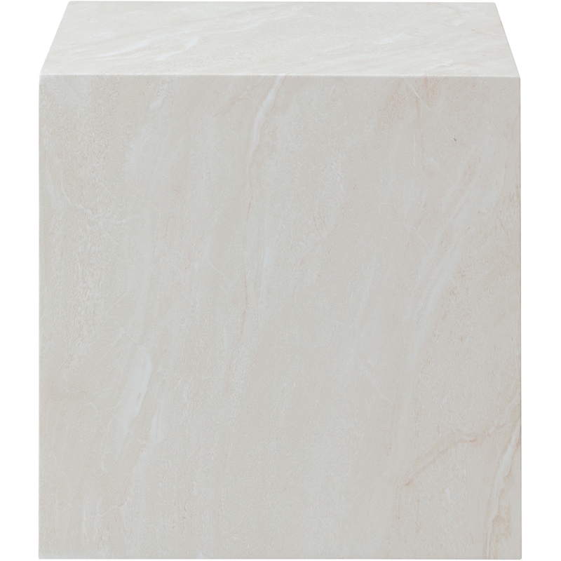 Meridian Furniture Off White Marble Finish Concrete Indoor/Outdoor End Table