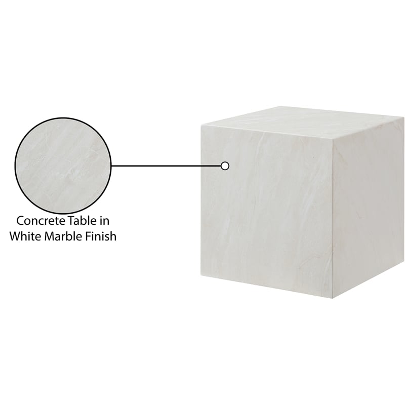 Meridian Furniture Off White Marble Finish Concrete Indoor/Outdoor End Table