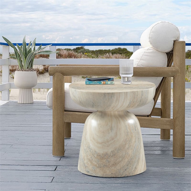 Meridian Furniture Avellino Travertine Finish Concrete Indoor/Outdoor End Table