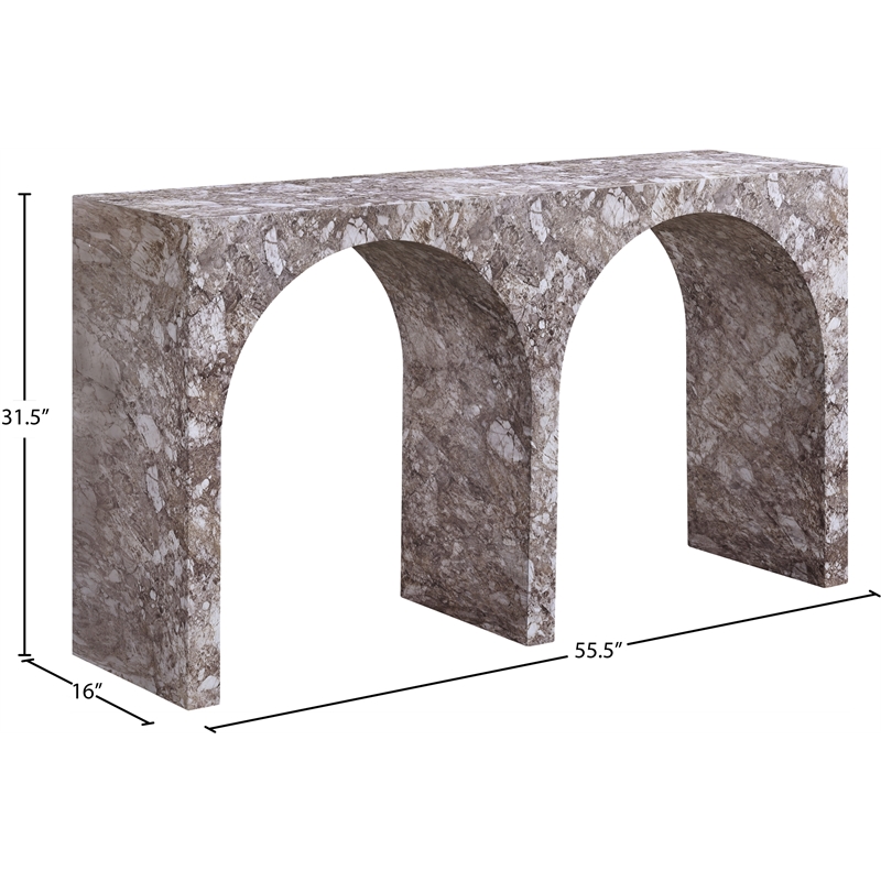 Meridian Furniture Faenza Brown Marble Finish Console Table