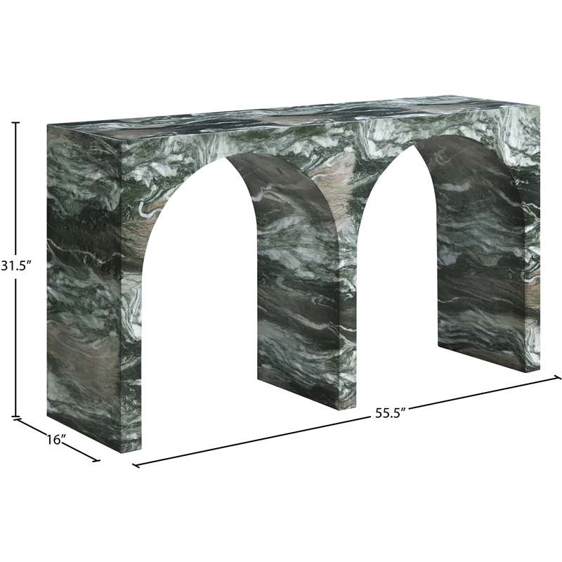 Meridian Furniture Faenza Green Marble Finish Console Table