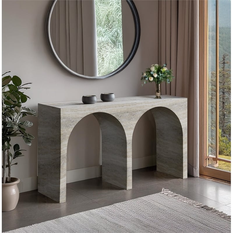 Meridian Furniture Faenza Travertine Finish Console Table