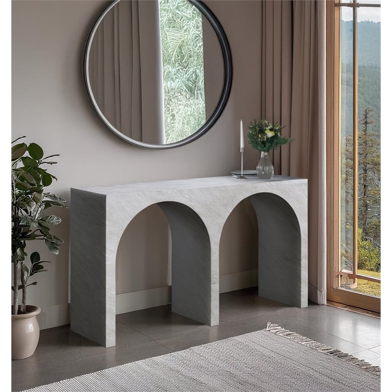 Meridian Furniture Faenza White Marble Finish Console Table