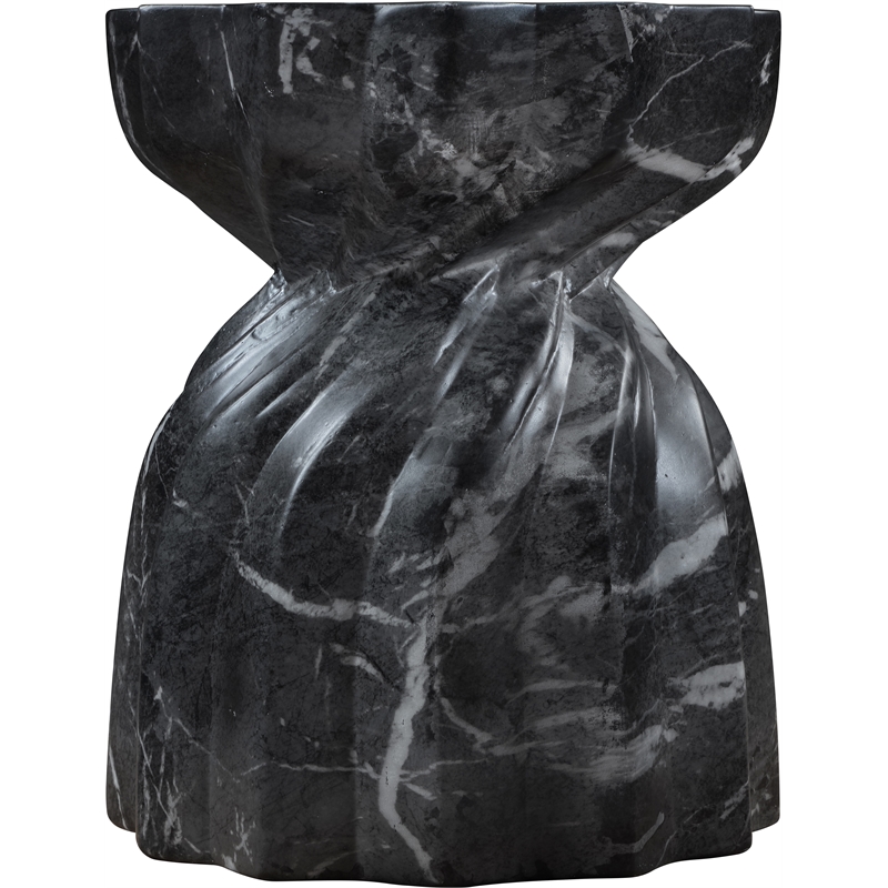 Meridian Furniture Caserta Black Marble Finish Concrete Indoor/Outdoor End Table