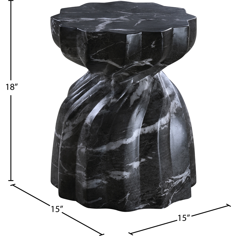 Meridian Furniture Caserta Black Marble Finish Concrete Indoor/Outdoor End Table