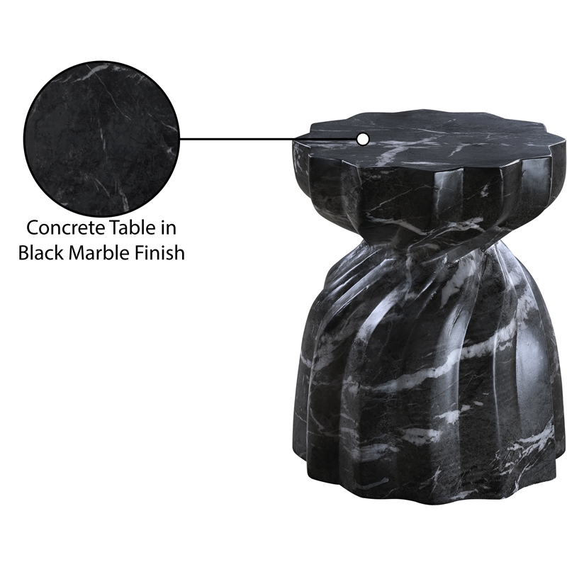 Meridian Furniture Caserta Black Marble Finish Concrete Indoor/Outdoor End Table