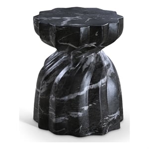 Meridian Furniture Caserta Black Marble Finish Concrete Indoor/Outdoor End Table