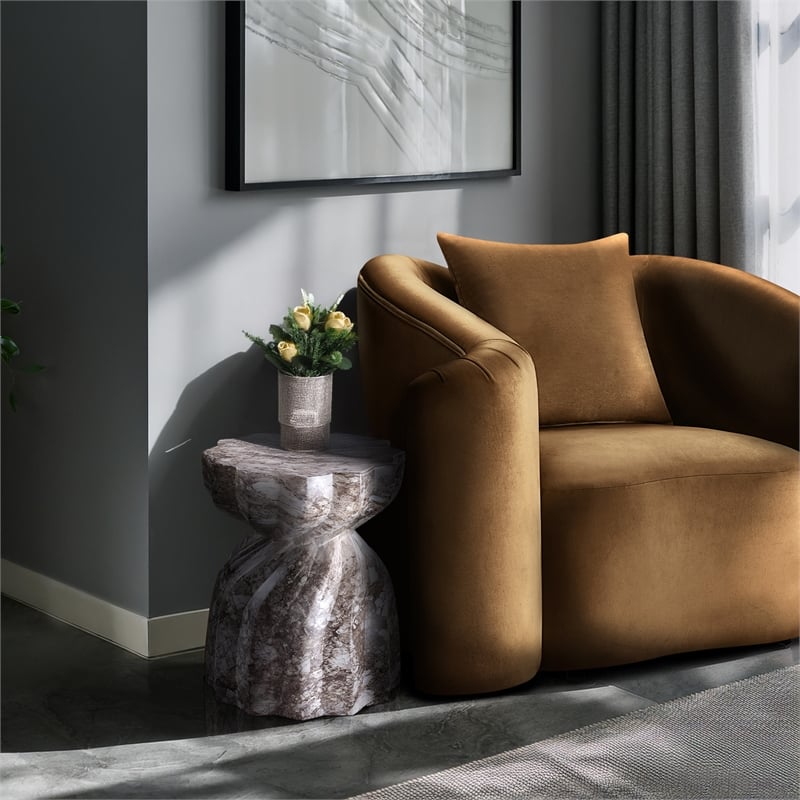 Meridian Furniture Caserta Brown Marble Finish Concrete Indoor/Outdoor End Table