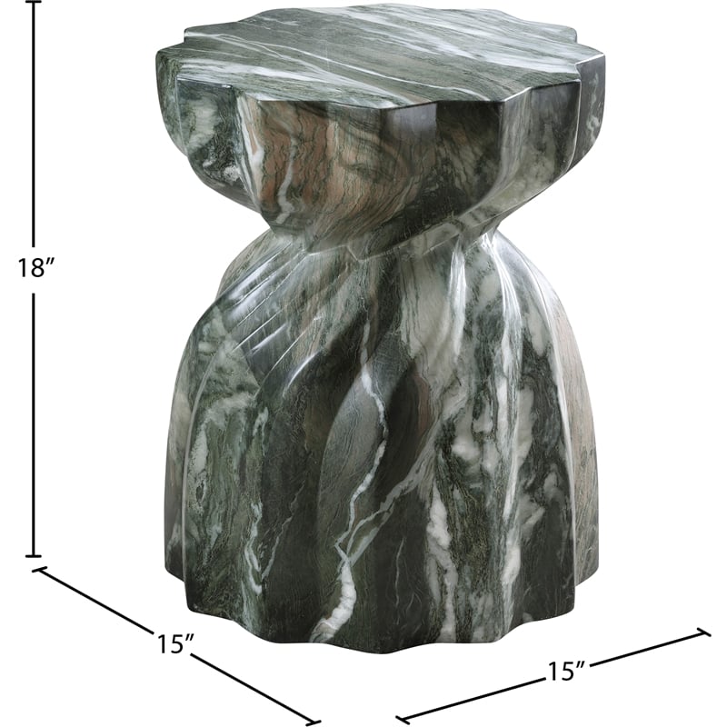 Meridian Furniture Caserta Green Marble Finish Concrete Indoor/Outdoor End Table