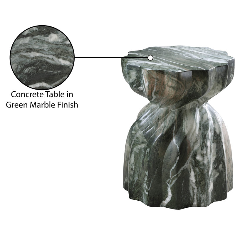 Meridian Furniture Caserta Green Marble Finish Concrete Indoor/Outdoor End Table