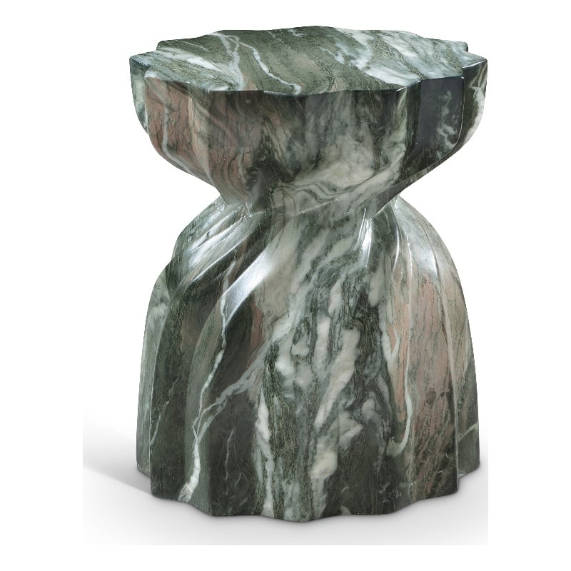 Meridian Furniture Caserta Green Marble Finish Concrete Indoor/Outdoor End Table