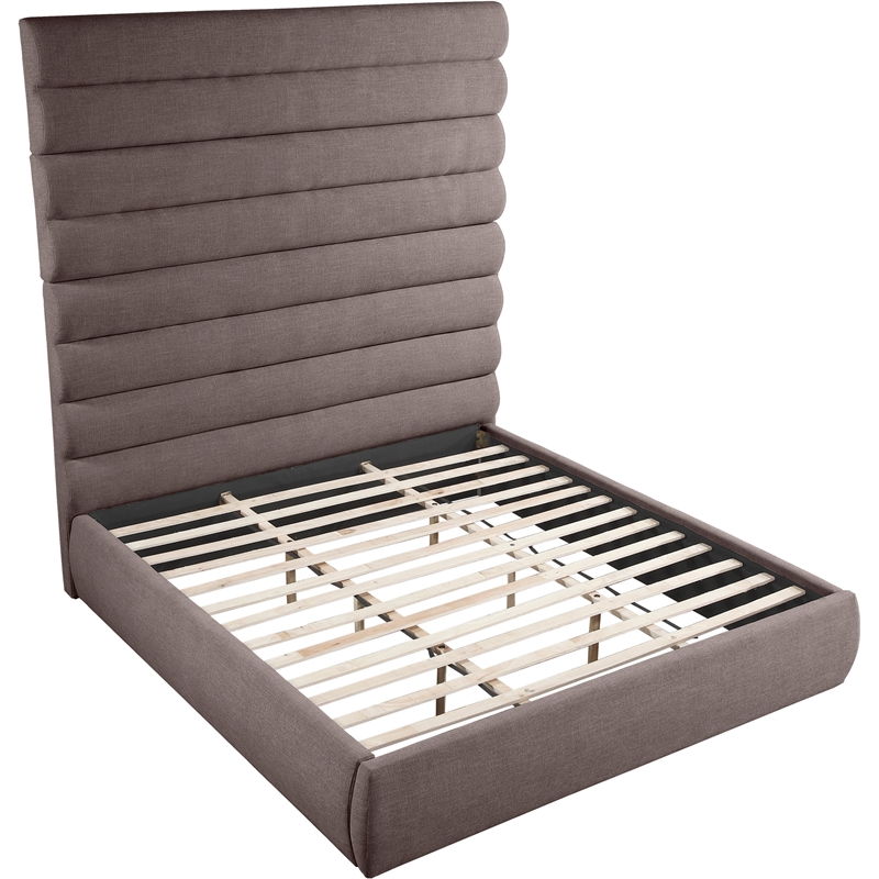 Meridian Furniture Adam Brown Linen Textured Fabric King Bed