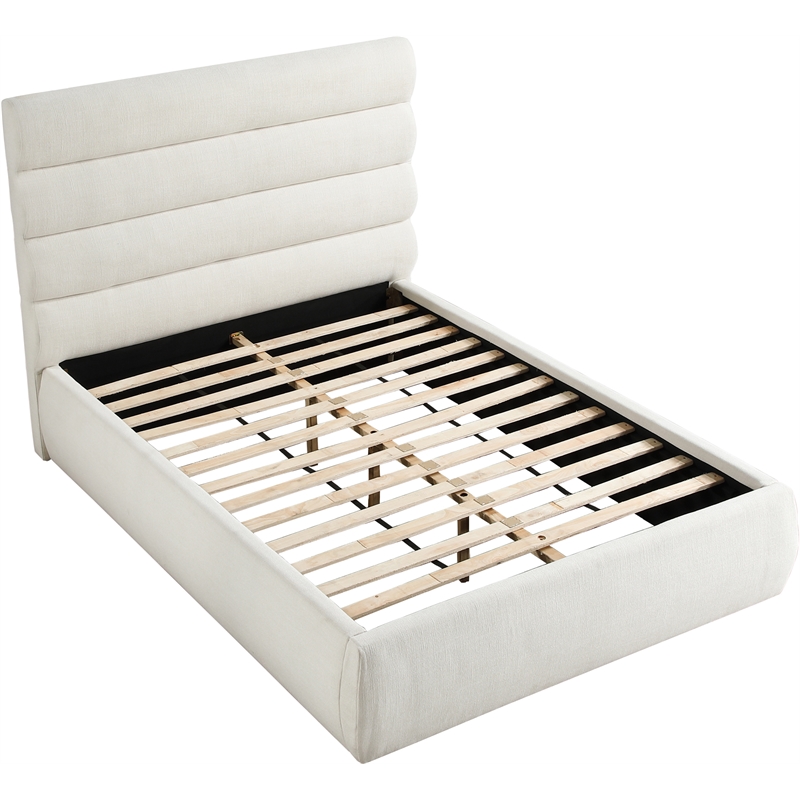 Meridian Furniture Adam Cream Linen Textured Fabric Full Bed