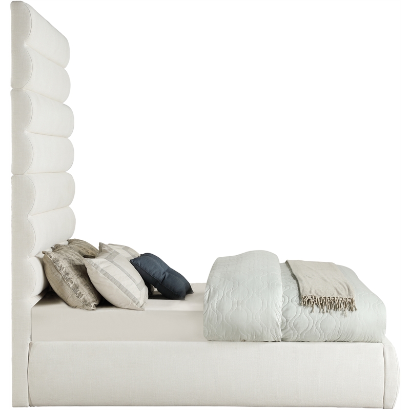 Meridian Furniture Adam Cream Linen Textured Fabric Full Bed