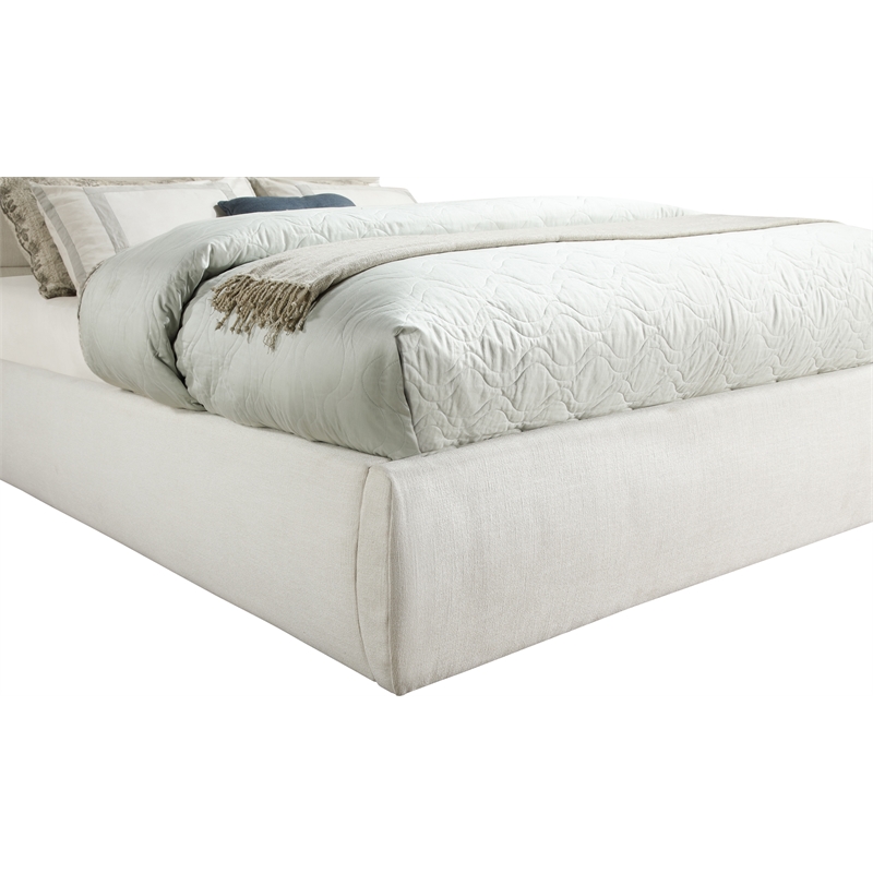 Meridian Furniture Adam Cream Linen Textured Fabric Full Bed