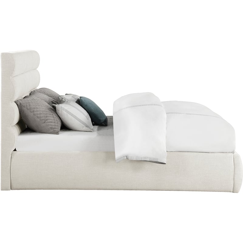 Meridian Furniture Adam Cream Linen Textured Fabric King Bed