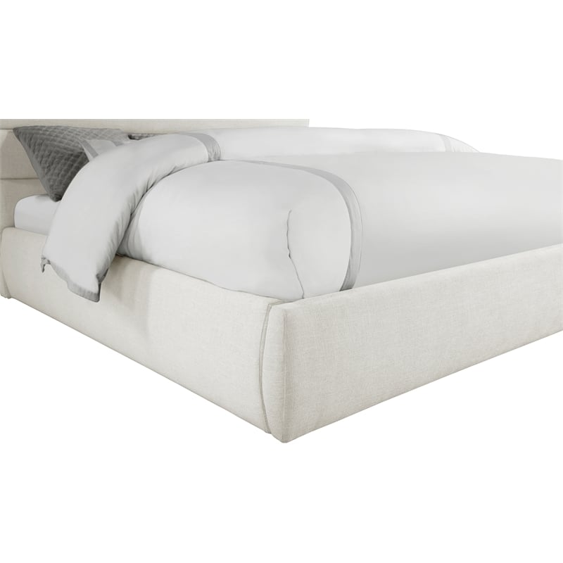 Meridian Furniture Adam Cream Linen Textured Fabric King Bed