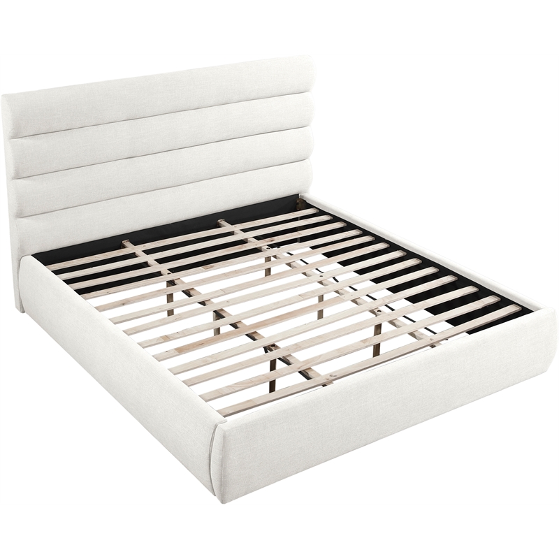 Meridian Furniture Adam Cream Linen Textured Fabric King Bed