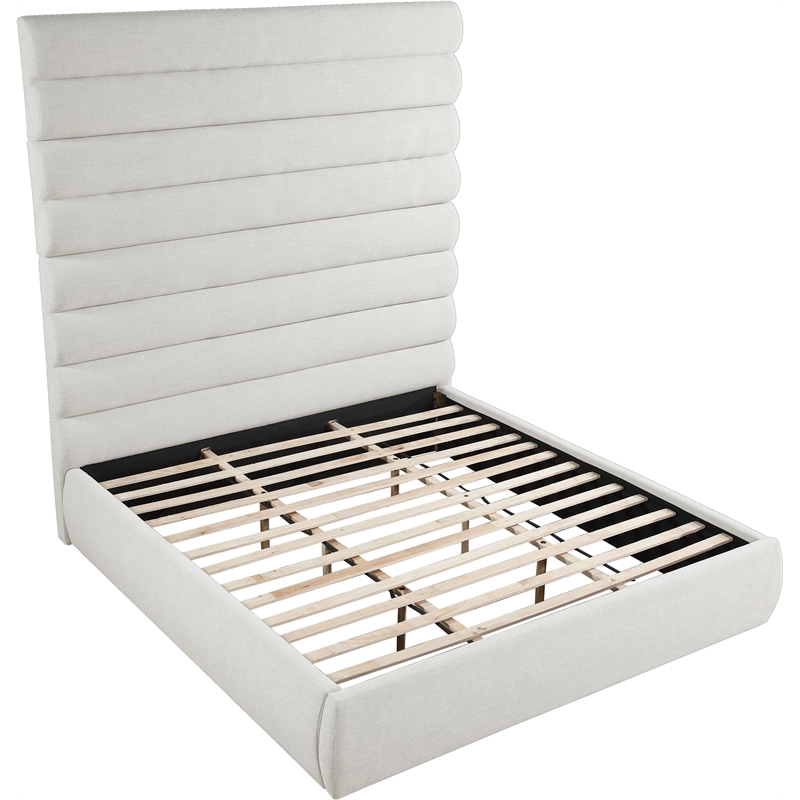 Meridian Furniture Adam Cream Linen Textured Fabric King Bed