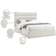 Meridian Furniture Adam Cream Linen Textured Fabric Queen Bed