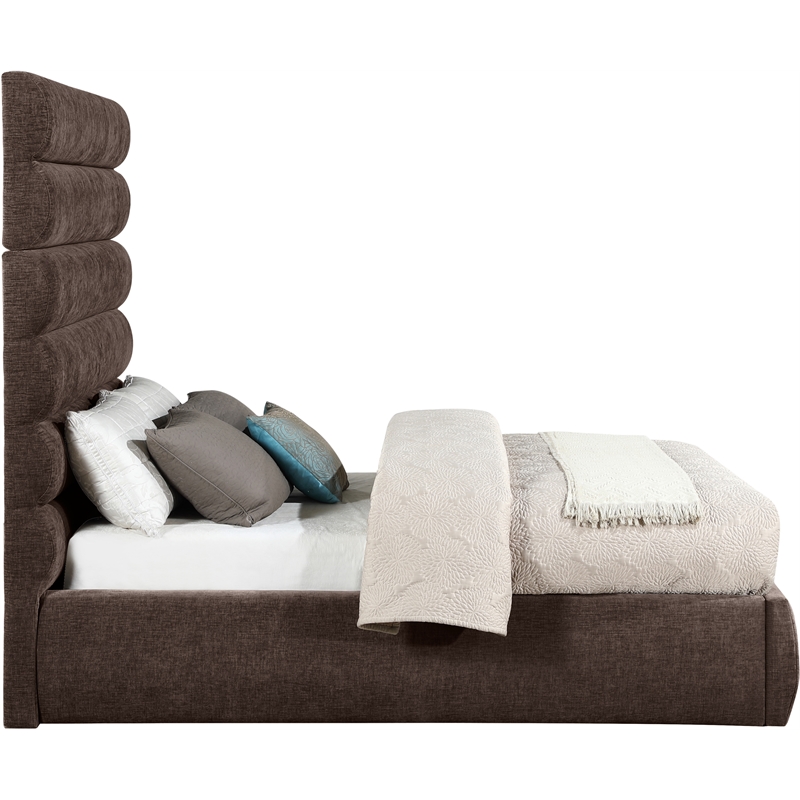 Meridian Furniture Adam Brown Chenille Fabric Full Bed