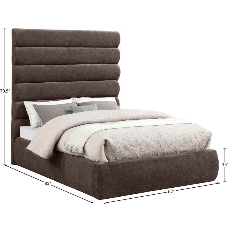 Meridian Furniture Adam Brown Chenille Fabric Full Bed