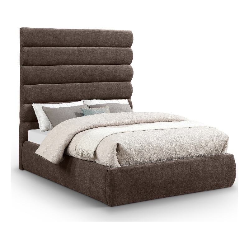 Meridian Furniture Adam Brown Chenille Fabric Full Bed
