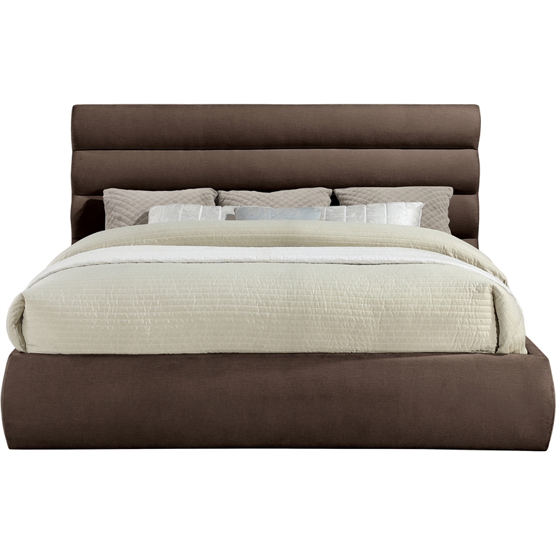 Meridian Furniture Adam Brown Chenille Fabric King Bed