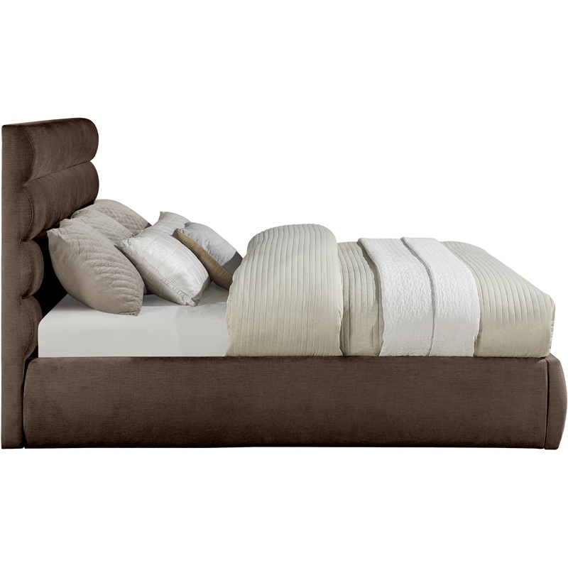 Meridian Furniture Adam Brown Chenille Fabric King Bed