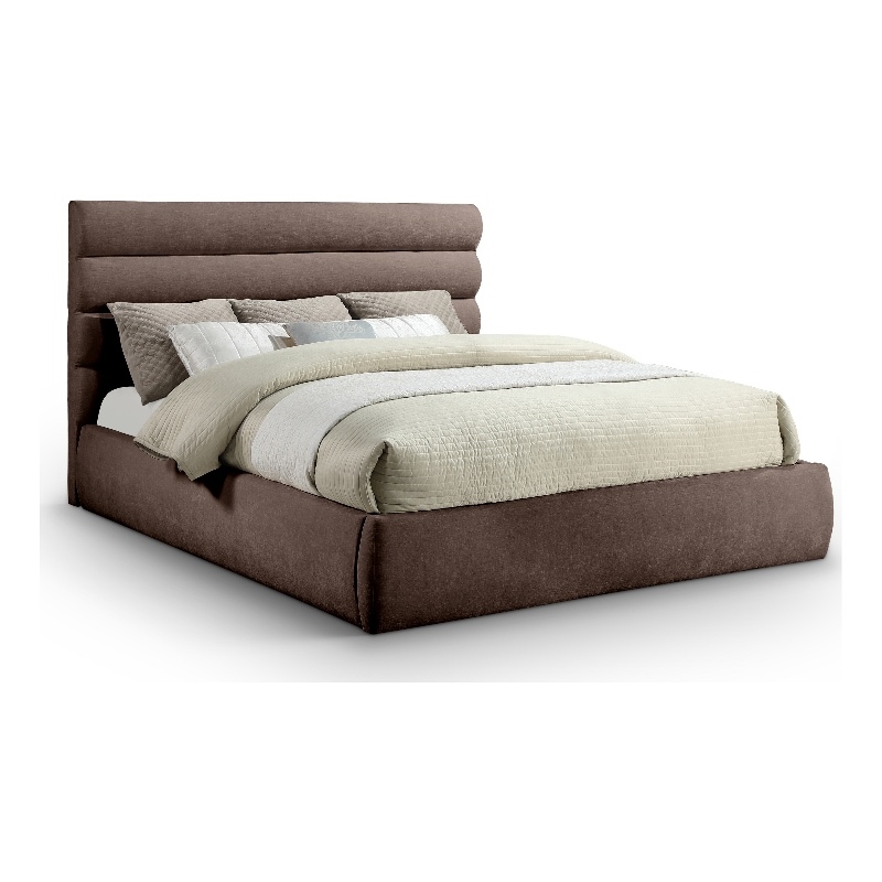 Meridian Furniture Adam Brown Chenille Fabric King Bed