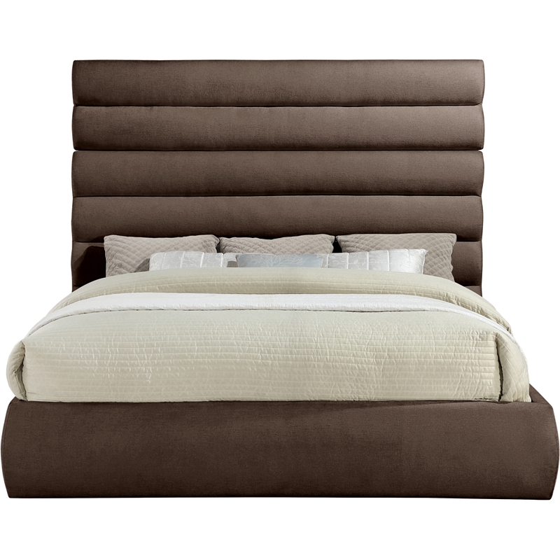 Meridian Furniture Adam Brown Chenille Fabric King Bed