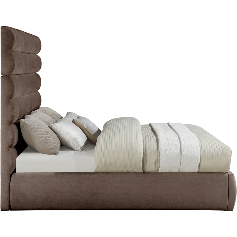 Meridian Furniture Adam Brown Chenille Fabric King Bed