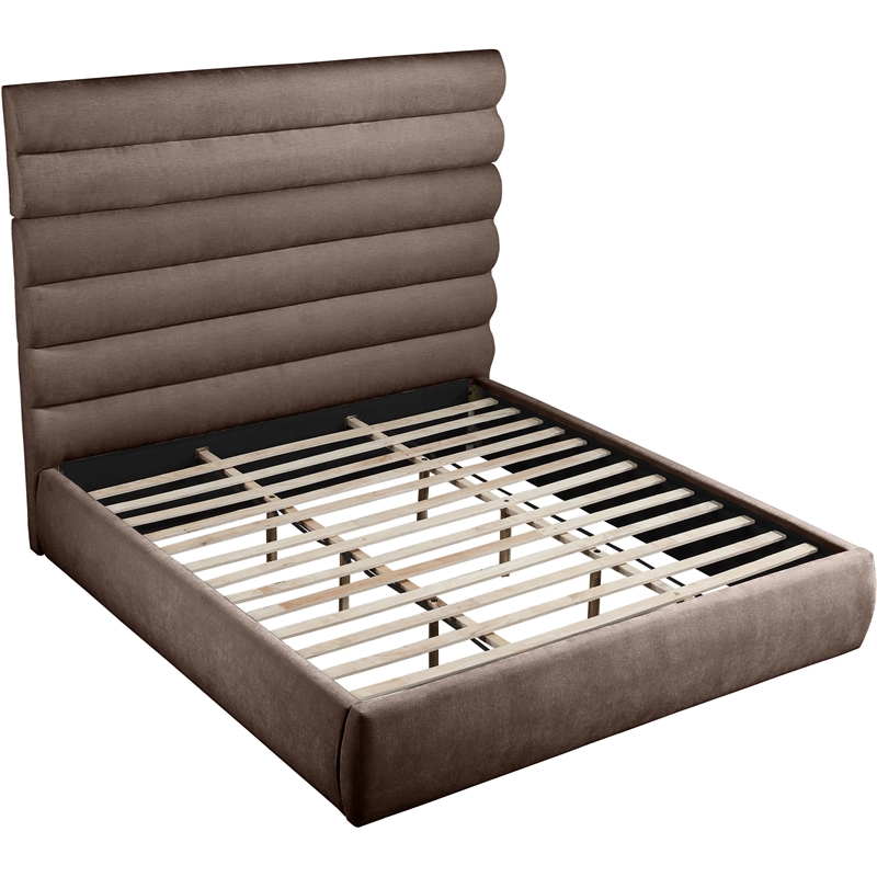 Meridian Furniture Adam Brown Chenille Fabric King Bed