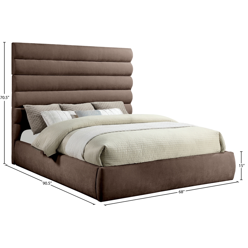 Meridian Furniture Adam Brown Chenille Fabric King Bed