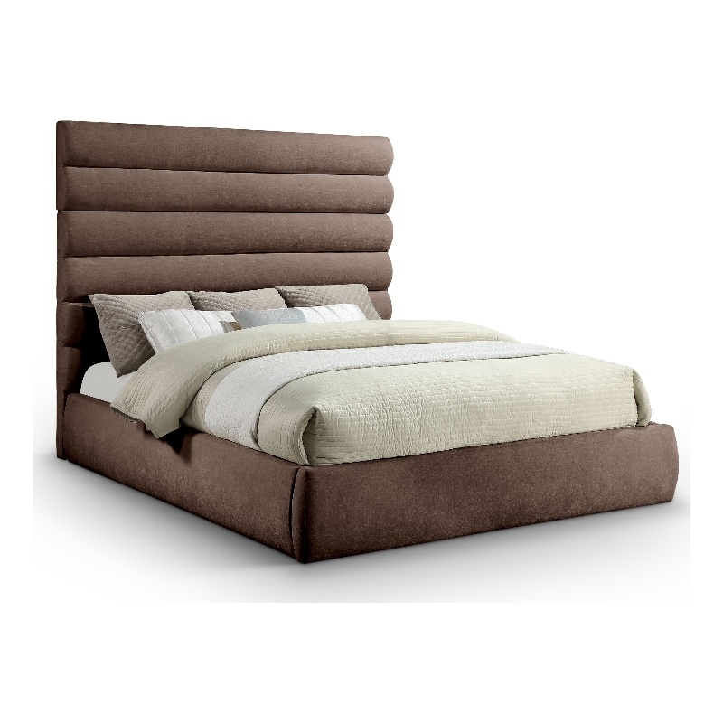 Meridian Furniture Adam Brown Chenille Fabric King Bed