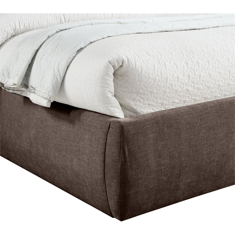 Meridian Furniture Adam Brown Chenille Fabric Queen Bed