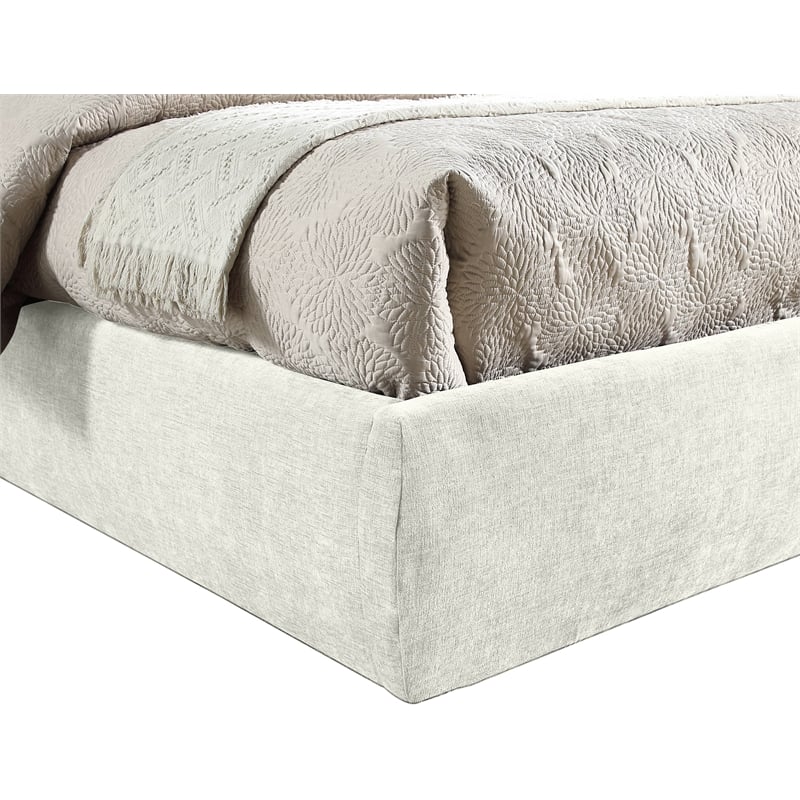 Meridian Furniture Adam Cream Chenille Fabric Full Bed