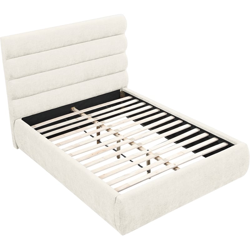 Meridian Furniture Adam Cream Chenille Fabric Full Bed